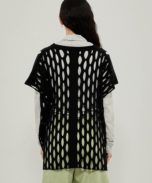 CITY TOKYO（シティトウキョウ）の「ビックメッシュニットベスト（ベスト・レディース・ライム/ブルー/ブラック・FREE）」の12枚目の写真