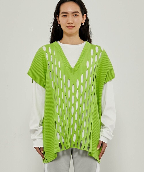 CITY TOKYO（シティトウキョウ）の「ビックメッシュニットベスト（ベスト・レディース・ライム/ブルー/ブラック・FREE）」の20枚目の写真