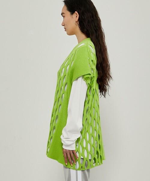 CITY TOKYO（シティトウキョウ）の「ビックメッシュニットベスト（ベスト・レディース・ライム/ブルー/ブラック・FREE）」の21枚目の写真
