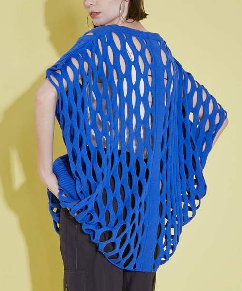 CITY TOKYO（シティトウキョウ）の「ビックメッシュニットベスト（ベスト・レディース・ライム/ブルー/ブラック・FREE）」の3枚目の写真