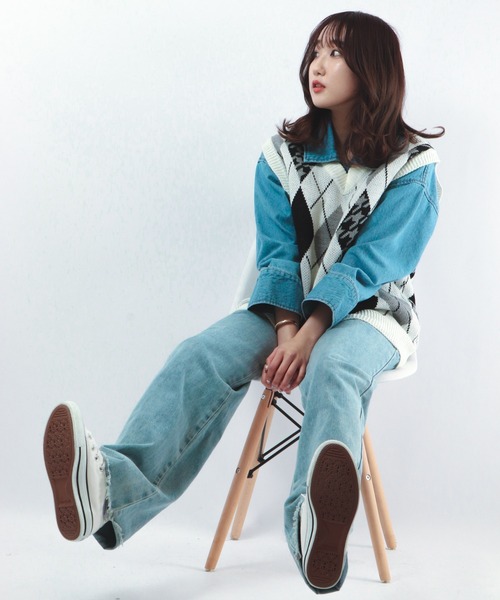 CIAO(チャオ)の「ciao ルーズ アーガイル柄&千鳥格子ベスト(ベスト・メンズ・ホワイト/ブラック/ブラウン・FREE)」の9枚目の写真