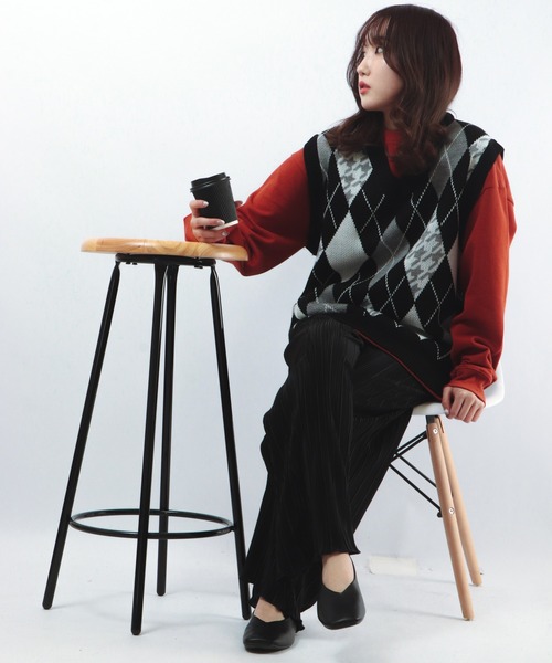 CIAO(チャオ)の「ciao ルーズ アーガイル柄&千鳥格子ベスト(ベスト・メンズ・ホワイト/ブラック/ブラウン・FREE)」の19枚目の写真