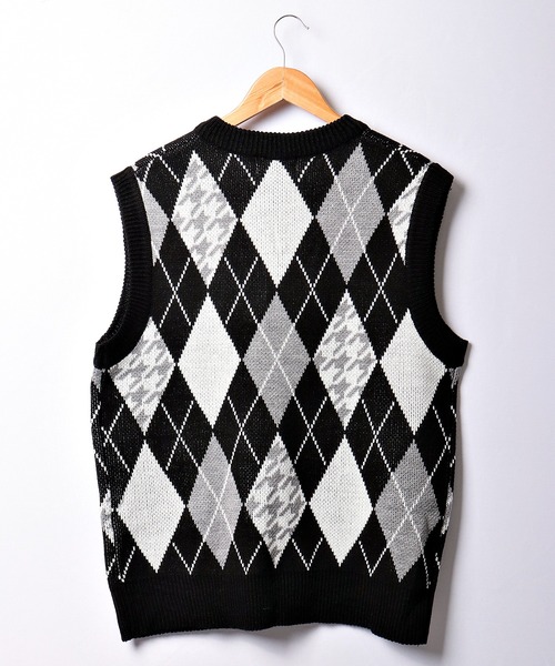 CIAO(チャオ)の「ciao ルーズ アーガイル柄&千鳥格子ベスト(ベスト・メンズ・ホワイト/ブラック/ブラウン・FREE)」の16枚目の写真