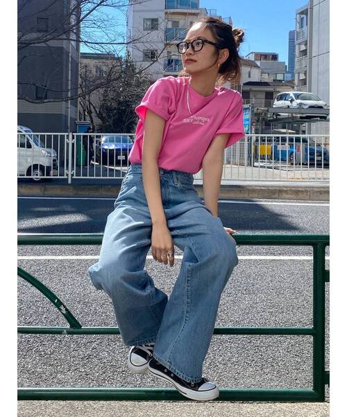 Ungrid（アングリッド）の「カラーロゴルーズTee（Tシャツ/カットソー・レディース・オフホワイト/ピンク/オレンジ/グリーン・FREE）」の5枚目の写真