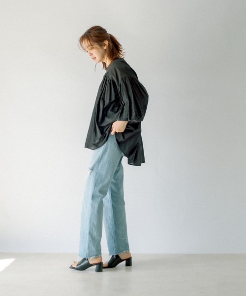 RIVE DROITE（リヴドロワ）の「スクエアヒールミュール（サンダル・レディース・ブラック/グレー・S/M/L）」の10枚目の写真