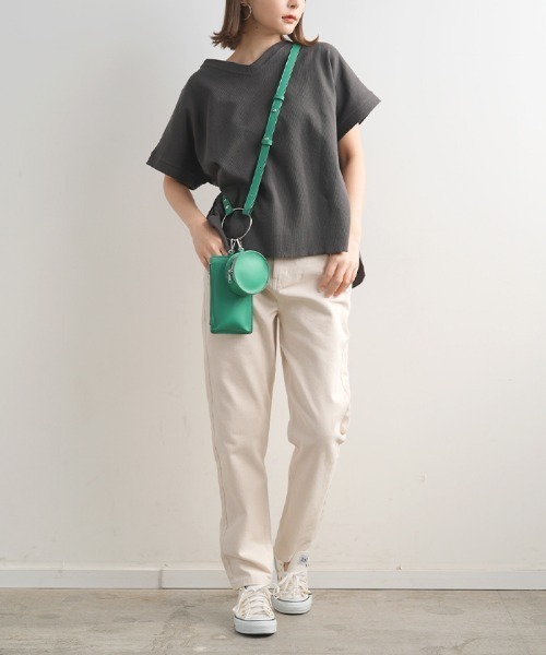 Futier land(フューティアランド)の「ワッフルVネックTシャツ(Tシャツ/カットソー・レディース・ホワイト/ブラック/チャコールグレー/モカ・MEDIUM)」の10枚目の写真