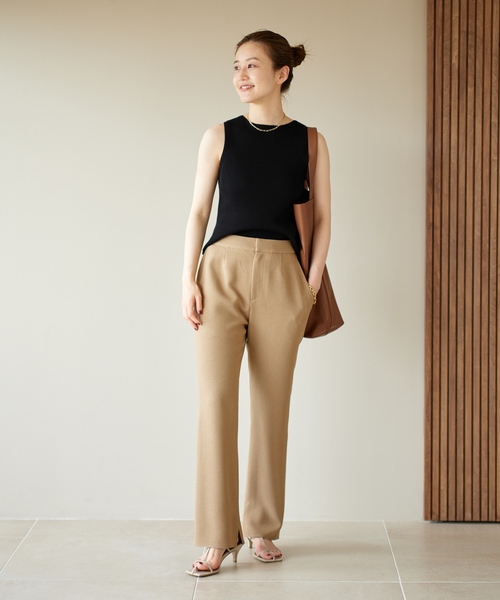 IENA（イエナ）の「レーヨンコットン RIB ボートネック ノースリーブ プルオーバー（ニット/セーター・レディース・グリーン系その他/ホワイト/ピンク/ブラック・FREE）」の8枚目の写真