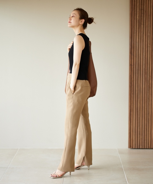 IENA（イエナ）の「レーヨンコットン RIB ボートネック ノースリーブ プルオーバー（ニット/セーター・レディース・グリーン系その他/ホワイト/ピンク/ブラック・FREE）」の9枚目の写真