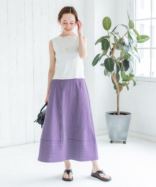 IENA（イエナ）の「レーヨンコットン RIB ボートネック ノースリーブ プルオーバー（ニット/セーター・レディース・グリーン系その他/ホワイト/ピンク/ブラック・FREE）」の18枚目の写真