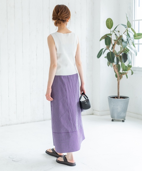 IENA（イエナ）の「レーヨンコットン RIB ボートネック ノースリーブ プルオーバー（ニット/セーター・レディース・グリーン系その他/ホワイト/ピンク/ブラック・FREE）」の19枚目の写真