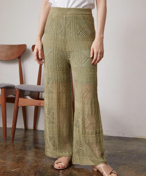 armonia(アルモニーア)の「armonia.柄編みニットパンツ(その他パンツ・レディース・イエロー/オレンジ/カーキ・FREE)」の4枚目の写真