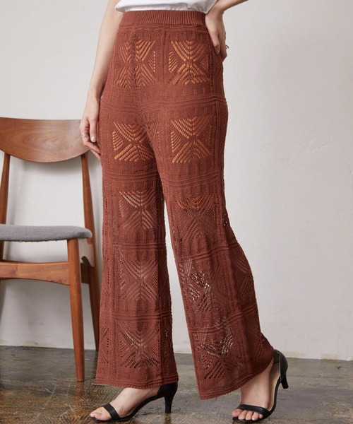 armonia(アルモニーア)の「armonia.柄編みニットパンツ(その他パンツ・レディース・イエロー/オレンジ/カーキ・FREE)」の5枚目の写真