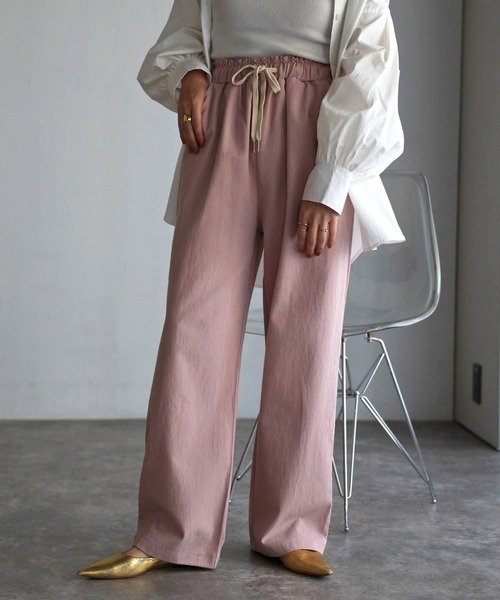 Bonjour Sagan（ボンジュールサガン）の「ドロストコットンパンツ（その他パンツ・レディース・ベージュ/ネイビー/ピンク/クリーム/ブラック/カーキ・FREE）」の6枚目の写真