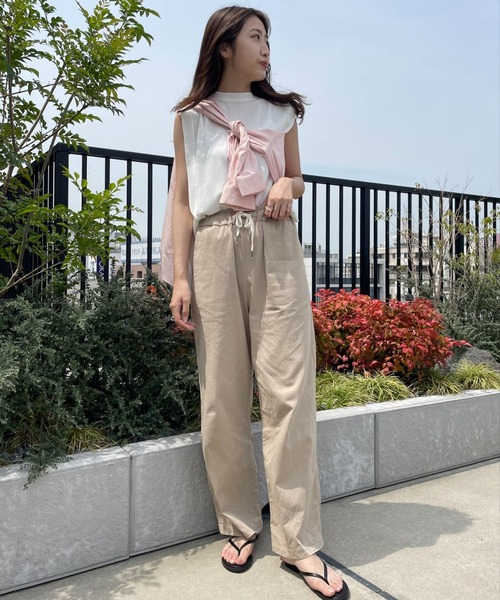 Bonjour Sagan（ボンジュールサガン）の「ドロストコットンパンツ（その他パンツ・レディース・ベージュ/ネイビー/ピンク/クリーム/ブラック/カーキ・FREE）」の19枚目の写真