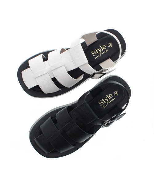 JELLY BEANS(ジェリービーンズ)の「厚底グルカサンダル(210-345)JELLY BEANS(ジェリービーンズ)(サンダル・レディース・ブラック/ホワイト・S/M/L/LL)」の7枚目の写真