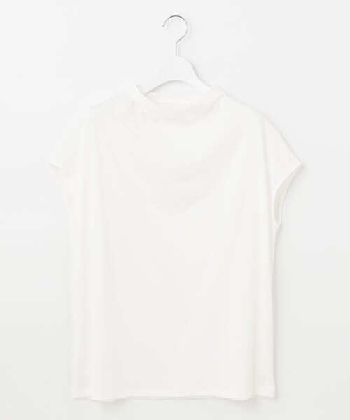 Feroux(フェルゥ)の「【吸水速乾・洗える】ハイネック Tシャツ(Tシャツ/カットソー・レディース・ホワイト系/ブラック系1/グレー系/アイボリー系/サックスブルー系/イエロー系・F)」の1枚目の写真