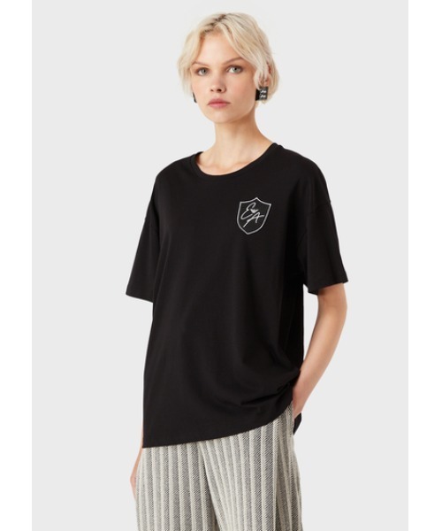 【エンポリオ アルマーニ】アイコン Tシャツ ジャージー製 EAシールドパッチ