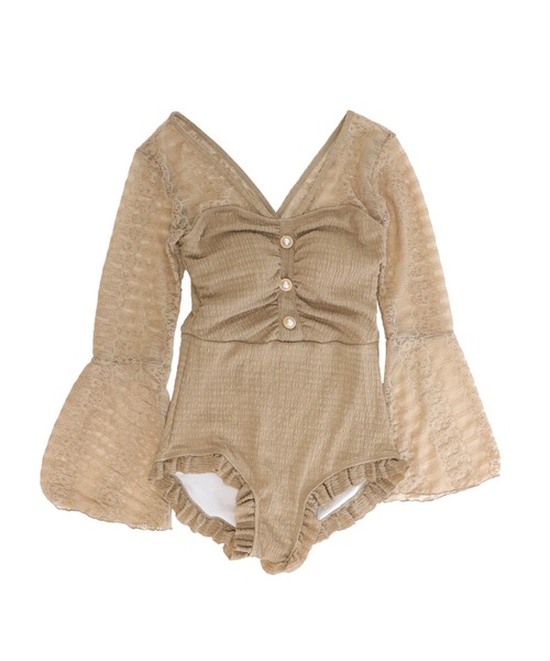 OSYAREVO（オシャレボ）の「ドッキングレース ベルスリーブ ワンピース 水着 レディース（水着・レディース・ベージュ・MEDIUM/LARGE/X-LARGE）」の17枚目の写真