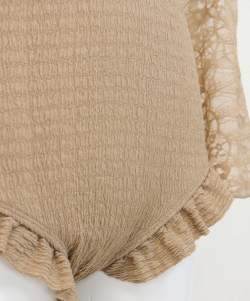 OSYAREVO（オシャレボ）の「ドッキングレース ベルスリーブ ワンピース 水着 レディース（水着・レディース・ベージュ・MEDIUM/LARGE/X-LARGE）」の9枚目の写真