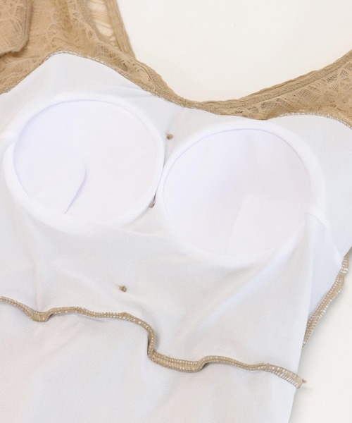 OSYAREVO（オシャレボ）の「ドッキングレース ベルスリーブ ワンピース 水着 レディース（水着・レディース・ベージュ・MEDIUM/LARGE/X-LARGE）」の7枚目の写真