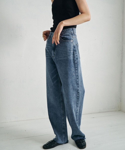 4youstory(フォーユーストーリー)の「【4youstory】デニムハイウエストパンツ(デニムパンツ・レディース・グレー/オフホワイト/ブルー/ブルー系その他・SMALL/MEDIUM)」の3枚目の写真