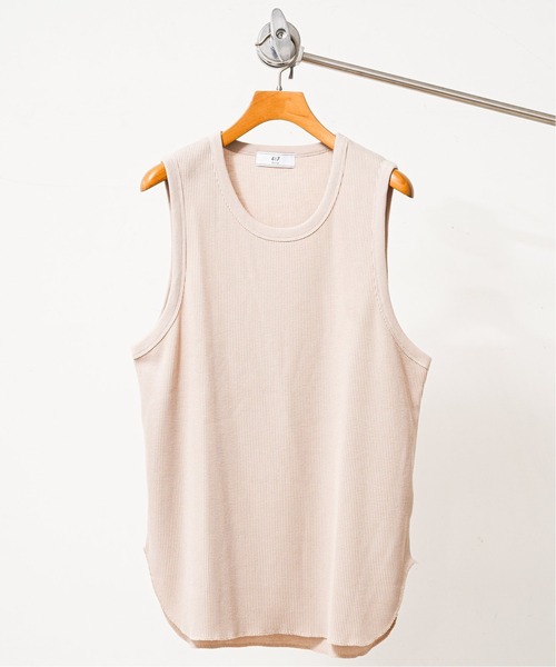 417 EDIFICE（フォーワンセブンエディフィス）の「ワッフルタンクトップ（Tシャツ/カットソー・メンズ・ホワイト/チャコールグレー/ブラック/ベージュ・SMALL/MEDIUM/LARGE/X-LARGE）」の4枚目の写真