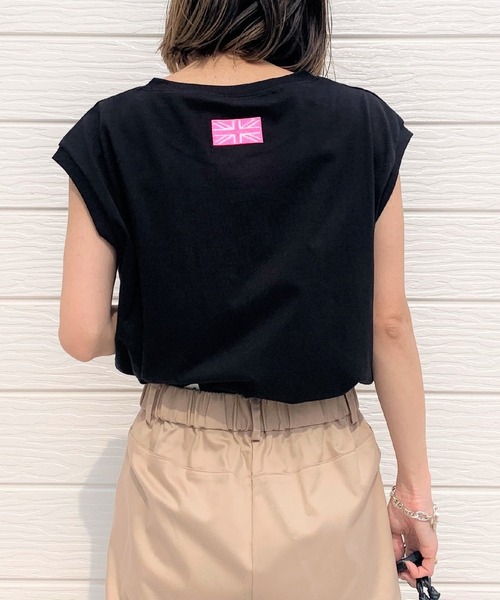 Q(キュー)の「ラウンドヘムハギフレンチT(Tシャツ/カットソー・レディース・ホワイト/ブラック/オリーブ・MEDIUM)」の3枚目の写真