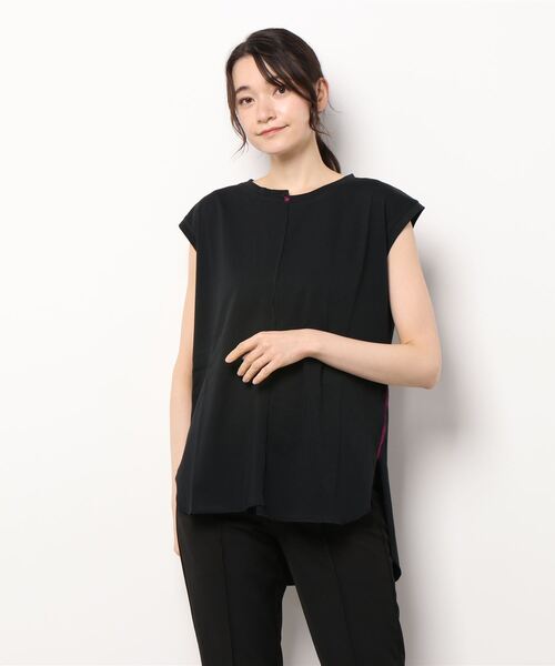 Q(キュー)の「ラウンドヘムハギフレンチT(Tシャツ/カットソー・レディース・ホワイト/ブラック/オリーブ・MEDIUM)」の7枚目の写真