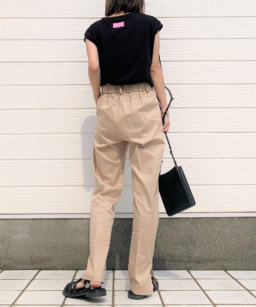 Q(キュー)の「ラウンドヘムハギフレンチT(Tシャツ/カットソー・レディース・ホワイト/ブラック/オリーブ・MEDIUM)」の11枚目の写真