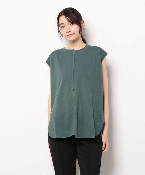 Q(キュー)の「ラウンドヘムハギフレンチT(Tシャツ/カットソー・レディース・ホワイト/ブラック/オリーブ・MEDIUM)」の6枚目の写真