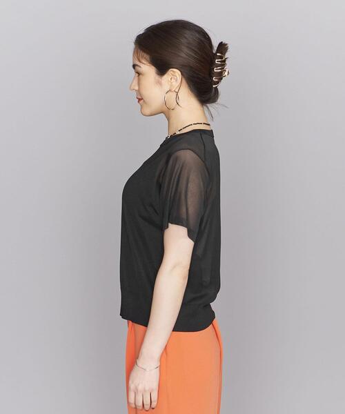 BEAUTY&YOUTH UNITED ARROWS（ビューティーアンドユースユナイテッドアローズ）の「シャイニーシアー ショートスリーブ ニットプルオーバー -ウォッシャブル-（ニット/セーター・レディース・ベージュ/ブラック/ケリー・FREE）」の8枚目の写真