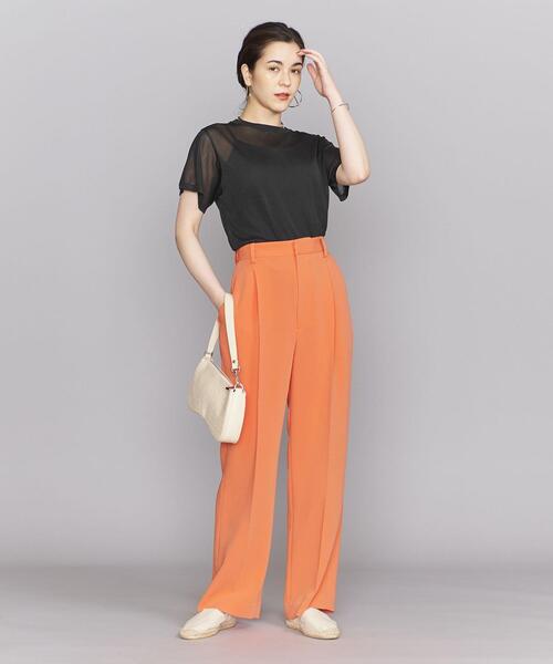 BEAUTY&YOUTH UNITED ARROWS（ビューティーアンドユースユナイテッドアローズ）の「シャイニーシアー ショートスリーブ ニットプルオーバー -ウォッシャブル-（ニット/セーター・レディース・ベージュ/ブラック/ケリー・FREE）」の17枚目の写真