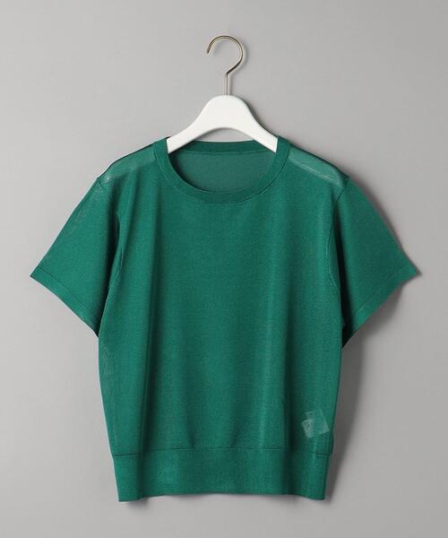 BEAUTY&YOUTH UNITED ARROWS（ビューティーアンドユースユナイテッドアローズ）の「シャイニーシアー ショートスリーブ ニットプルオーバー -ウォッシャブル-（ニット/セーター・レディース・ベージュ/ブラック/ケリー・FREE）」の13枚目の写真