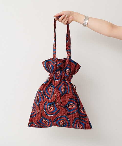 Pal collection（パルコレクション）の「アフリカ柄巾着バッグ（トートバッグ・レディース・カーキ/レッド/ホワイト・FREE）」の17枚目の写真