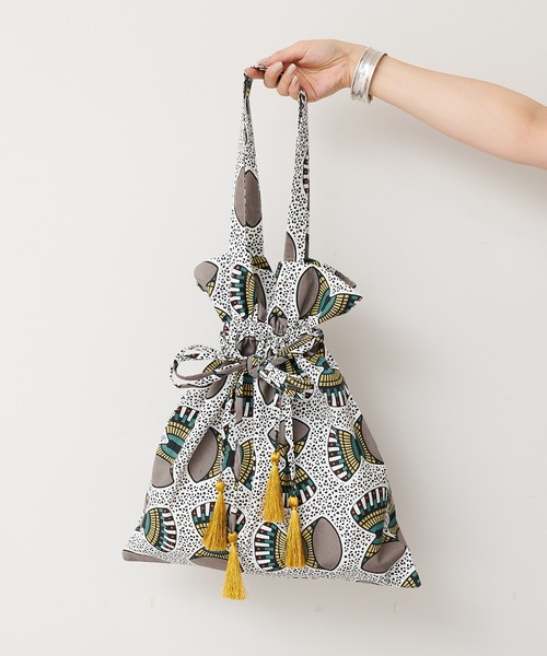 Pal collection（パルコレクション）の「アフリカ柄巾着バッグ（トートバッグ・レディース・カーキ/レッド/ホワイト・FREE）」の12枚目の写真