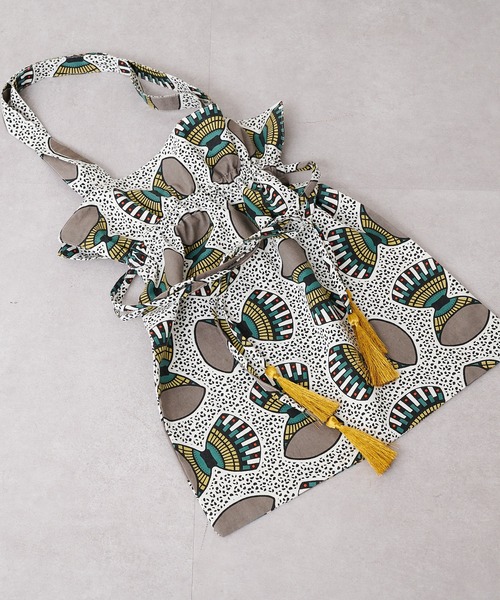 Pal collection（パルコレクション）の「アフリカ柄巾着バッグ（トートバッグ・レディース・カーキ/レッド/ホワイト・FREE）」の16枚目の写真