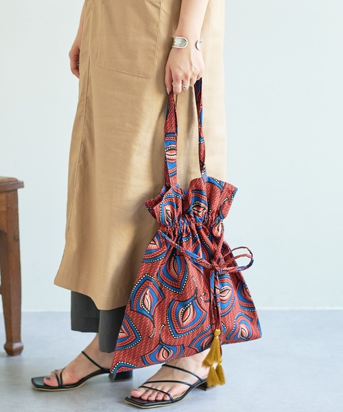 Pal collection（パルコレクション）の「アフリカ柄巾着バッグ（トートバッグ・レディース・カーキ/レッド/ホワイト・FREE）」の20枚目の写真