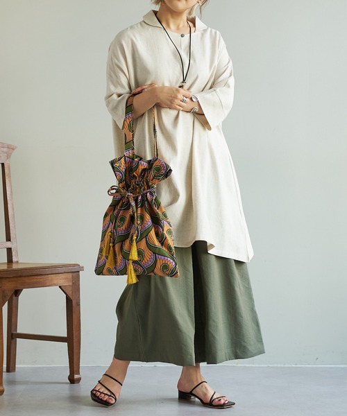 Pal collection（パルコレクション）の「アフリカ柄巾着バッグ（トートバッグ・レディース・カーキ/レッド/ホワイト・FREE）」の18枚目の写真