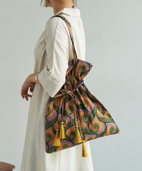 Pal collection（パルコレクション）の「アフリカ柄巾着バッグ（トートバッグ・レディース・カーキ/レッド/ホワイト・FREE）」の15枚目の写真
