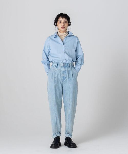 CITEN（シテン）の「＜CITEN＞スタンドカラー オーバー シャツ（シャツ/ブラウス・レディース・ライトブルー/オフホワイト・FREE）」の3枚目の写真