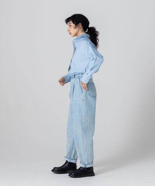 CITEN（シテン）の「＜CITEN＞スタンドカラー オーバー シャツ（シャツ/ブラウス・レディース・ライトブルー/オフホワイト・FREE）」の5枚目の写真