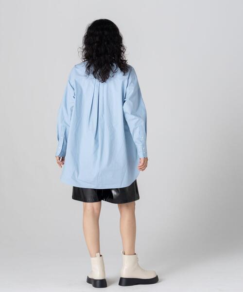 CITEN（シテン）の「＜CITEN＞スタンドカラー オーバー シャツ（シャツ/ブラウス・レディース・ライトブルー/オフホワイト・FREE）」の11枚目の写真