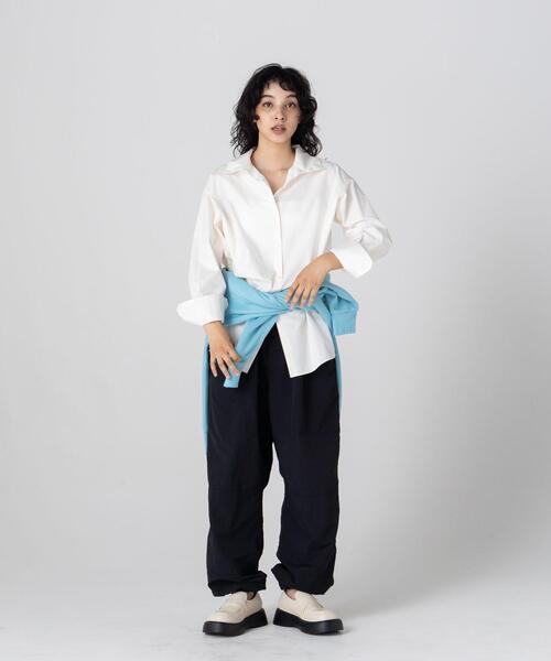 CITEN（シテン）の「＜CITEN＞スタンドカラー オーバー シャツ（シャツ/ブラウス・レディース・ライトブルー/オフホワイト・FREE）」の14枚目の写真