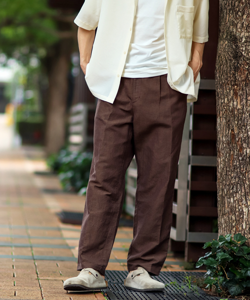 B.C STOCK(ベーセーストック)の「BAMBOO LINEN TAPERED パンツ(その他パンツ・メンズ・モスグリーン/ネイビー/ベージュ・LARGE/MEDIUM/SMALL)」の1枚目の写真