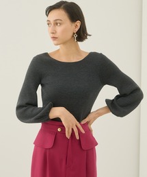 ウールシルクリブフロンタブル　プルオーバー　<手洗い可>