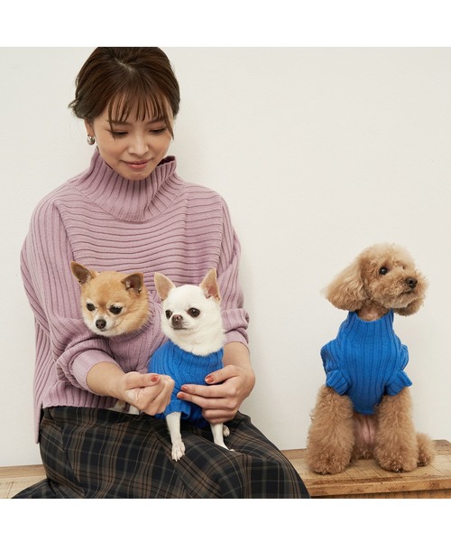 ROPE' PICNIC（ロペピクニック）の「【DOG】【WEB限定カラー:ミント, ピンク,イエロー】リブ切替プルオーバー（ペットウェア・レディース・レッド/ピンク/イエロー/オレンジ/ブルー/グリーン/パープル系その他/キナリ/グリーン系その他2・M size/S/M/L）」の14枚目の写真