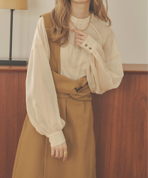 Ambre Neige（アンブルネージュ）の「2WAYシアーブラウス／【WEB/EC限定商品】（シャツ/ブラウス・レディース・ブラック/ベージュ/アイボリー/モカ・FREE）」の14枚目の写真