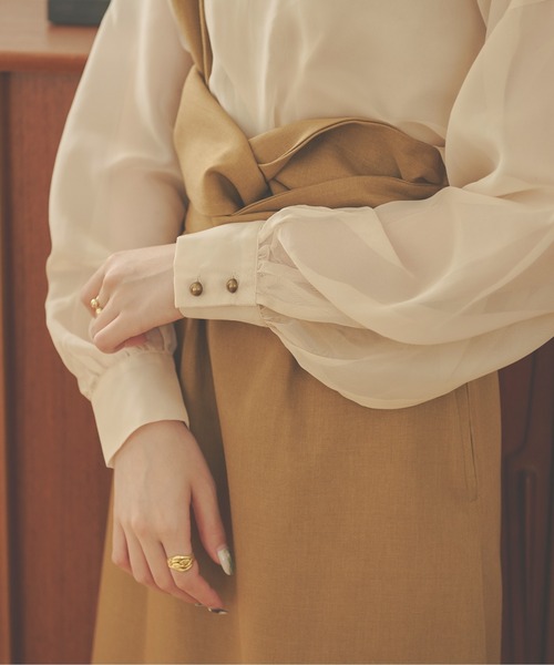 Ambre Neige（アンブルネージュ）の「2WAYシアーブラウス／【WEB/EC限定商品】（シャツ/ブラウス・レディース・ブラック/ベージュ/アイボリー/モカ・FREE）」の17枚目の写真