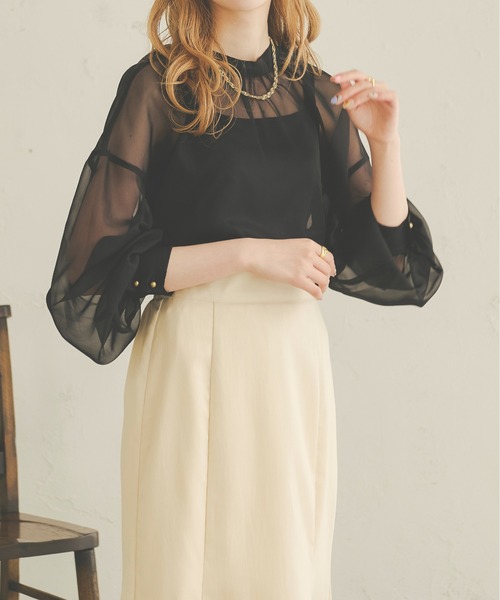 Ambre Neige（アンブルネージュ）の「2WAYシアーブラウス／【WEB/EC限定商品】（シャツ/ブラウス・レディース・ブラック/ベージュ/アイボリー/モカ・FREE）」の21枚目の写真