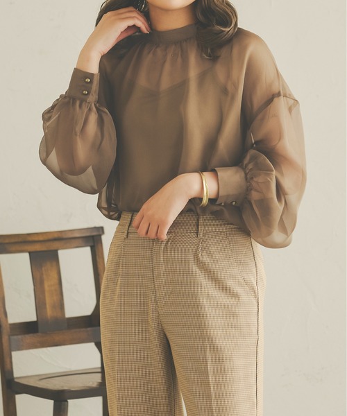 Ambre Neige（アンブルネージュ）の「2WAYシアーブラウス／【WEB/EC限定商品】（シャツ/ブラウス・レディース・ブラック/ベージュ/アイボリー/モカ・FREE）」の20枚目の写真